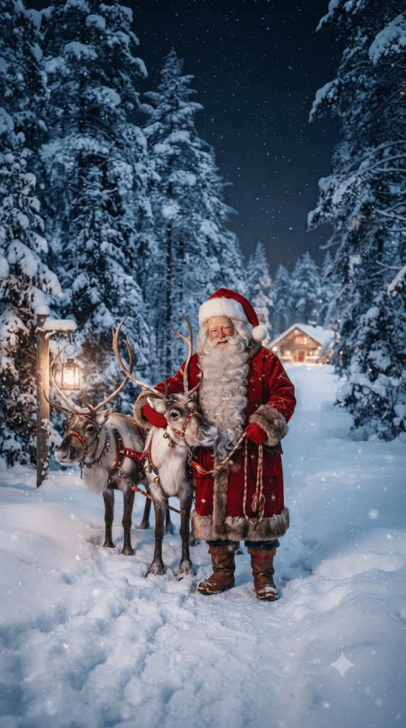 Santa Claus and reindeer